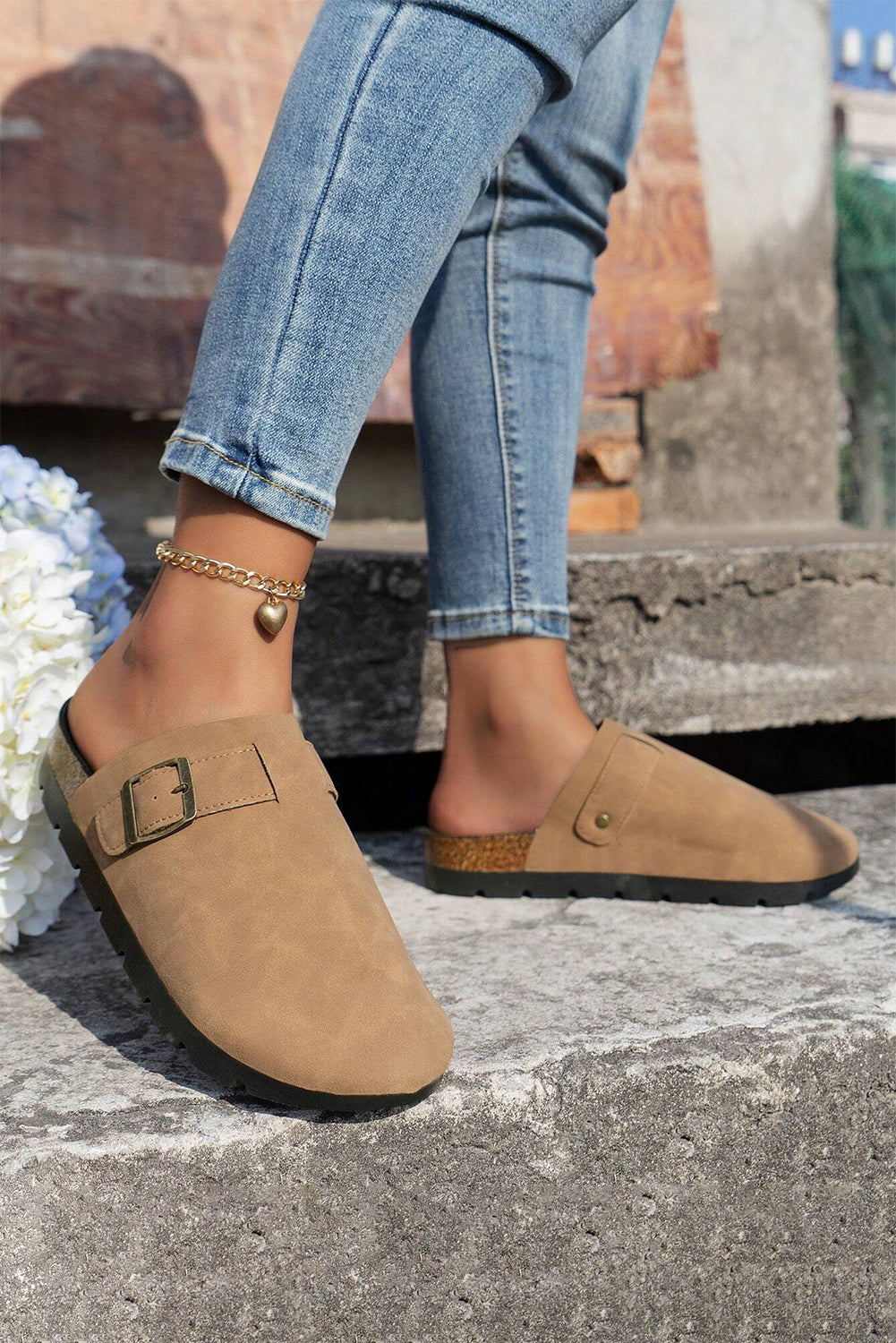 Ariyah Suede Buckle Detail Slippers