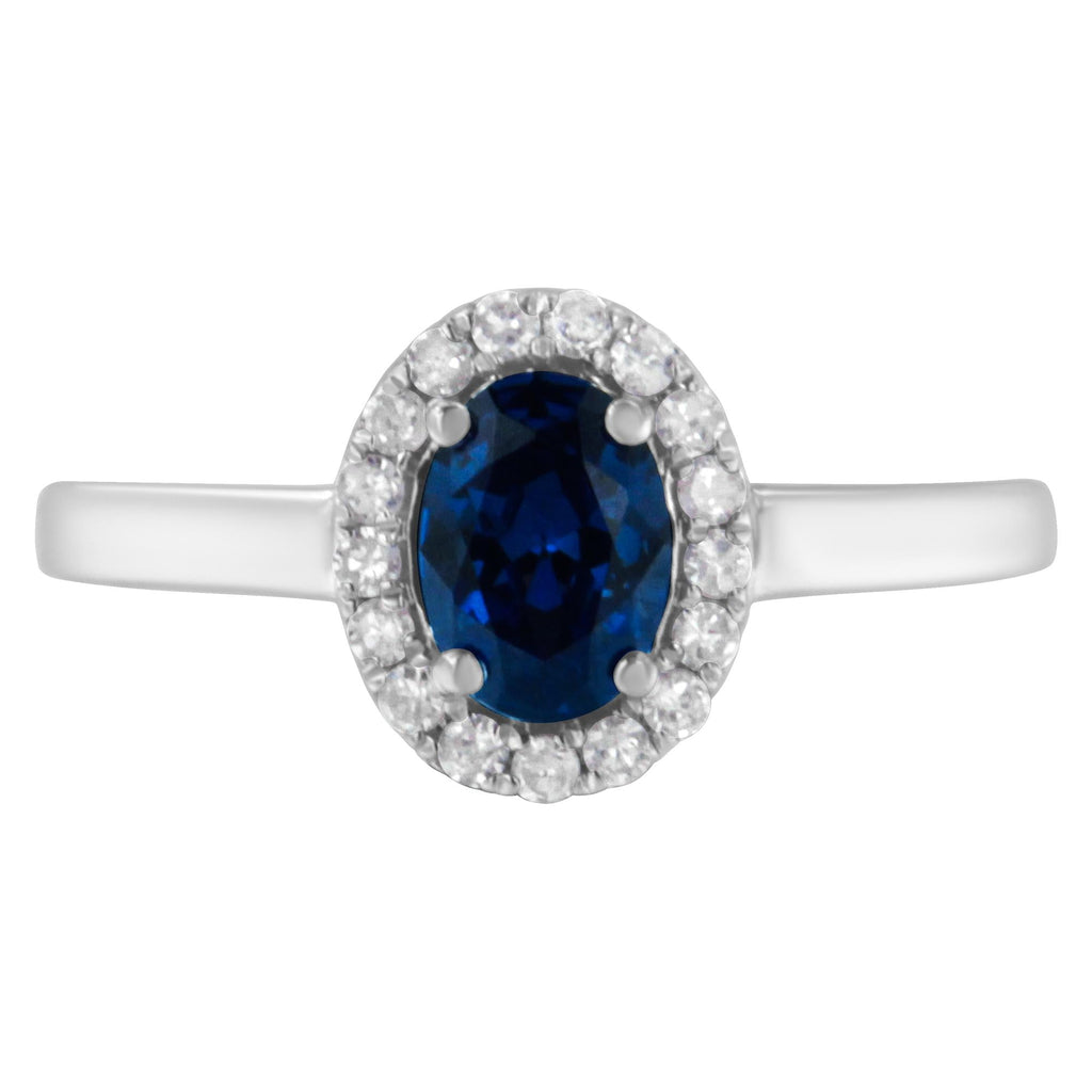 10K White Gold 1/5 Cttw Round Diamond and Prong Set 7MM Gemstone Halo Cocktail Ring (H-I Color, I1-I2 Clarity)-1