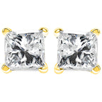 14K Yellow Gold Clarity Enhanced Princess Cut Diamond Certified Stud Earrings (0.50 cttw, H-I Color, I1-I2 Clarity)-1