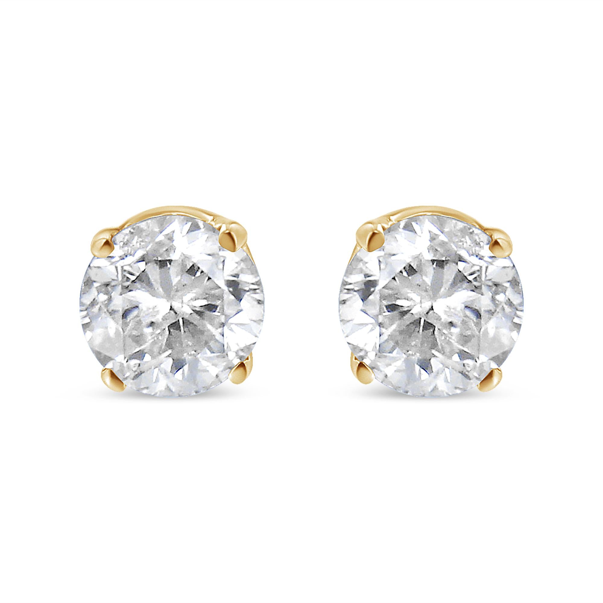 14K Yellow Gold 1/2 Cttw Round-Cut Diamond Solitaire Stud Earrings (O-P Color, SI2-I1 Clarity)-1