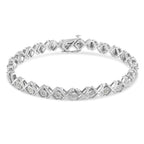 .925 Sterling Silver 1/10 cttw Miracle-Set Round-Cut Diamond "X" Link Tennis Bracelet (I-J color, I2-I3 clarity) - 7.25"-1