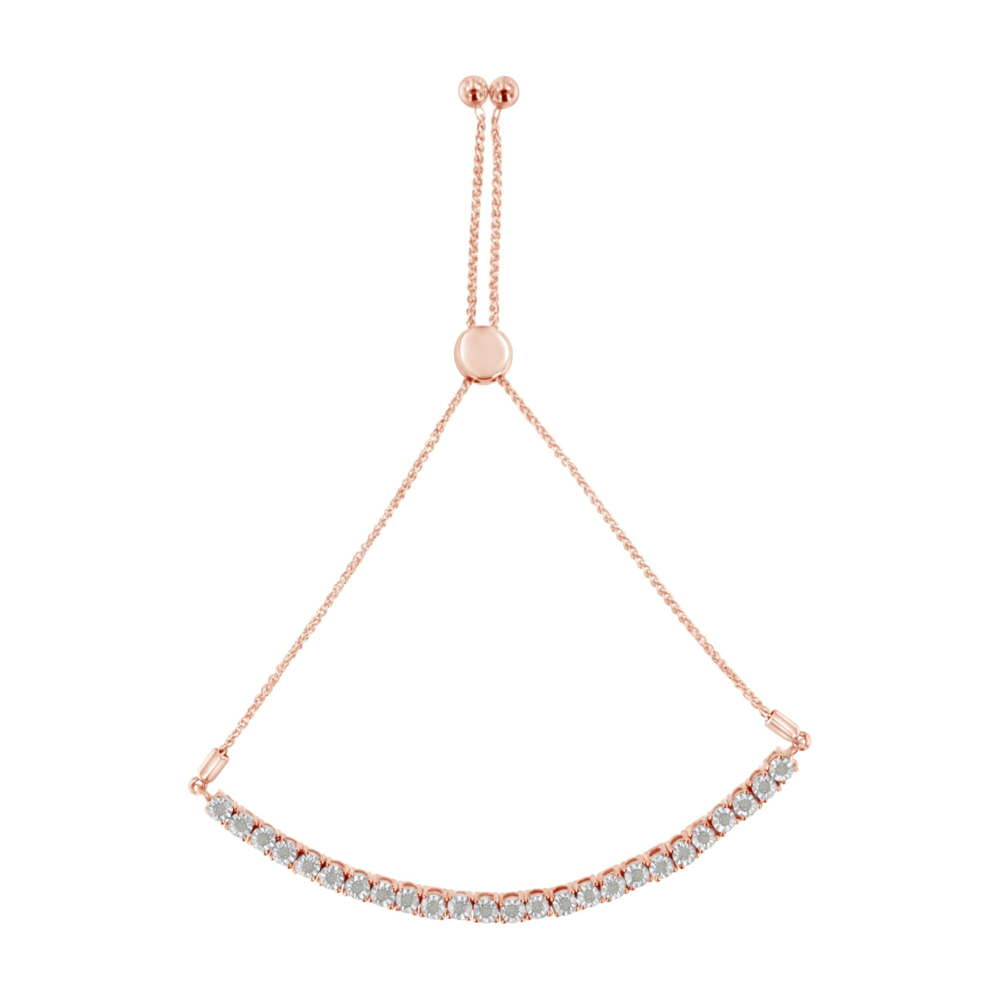 .925 Sterling Silver 1/4 Cttw Miracle-Set Diamond 4”-10” Adjustable Bolo Tennis Bracelet (I-J Color, I3 Clarity)-3