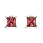 14K White Gold 4 Prong Set Lab Grown Pink Princess Diamond Solitaire Stud Earrings (Pink Color, VS2-SI1 Clarity)-2