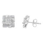 .925 Sterling Silver 1/2 Cttw Round-Cut Diamond Stud Earrings (I-J Color, I1-I2 Clarity)-1