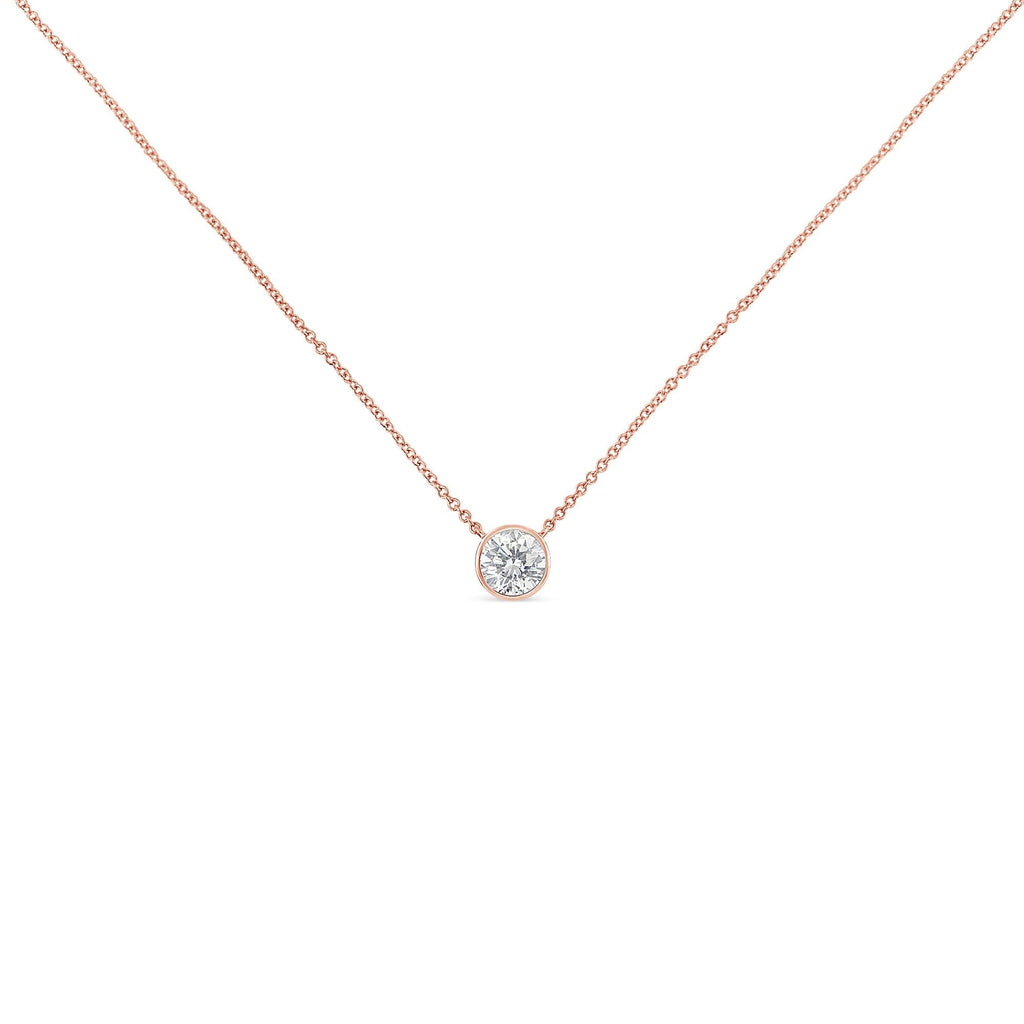Sterling Silver Bezel-Set Diamond Solitaire Pendant Necklace (1/3 cttw, H-I Color, I1-I2 Clarity)-3