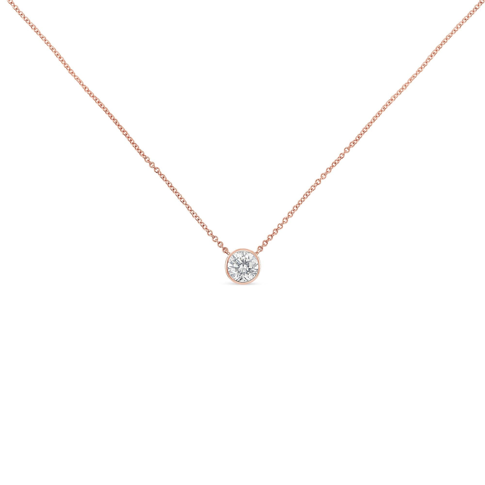 Sterling Silver Bezel-Set Diamond Solitaire Pendant Necklace (1/3 cttw, H-I Color, I1-I2 Clarity)-3