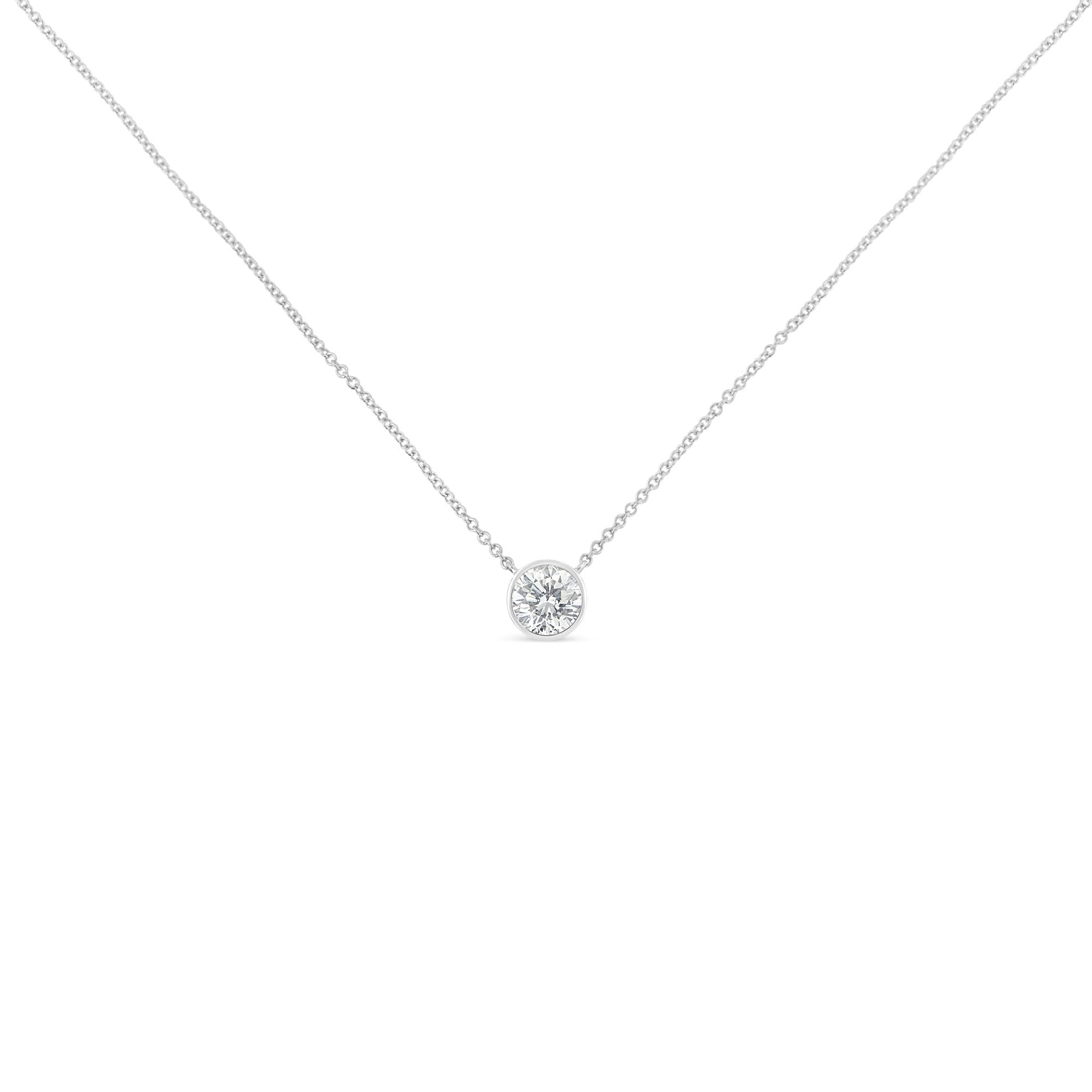 Sterling Silver Bezel-Set Diamond Solitaire Pendant Necklace (1/3 cttw, H-I Color, I1-I2 Clarity)-4