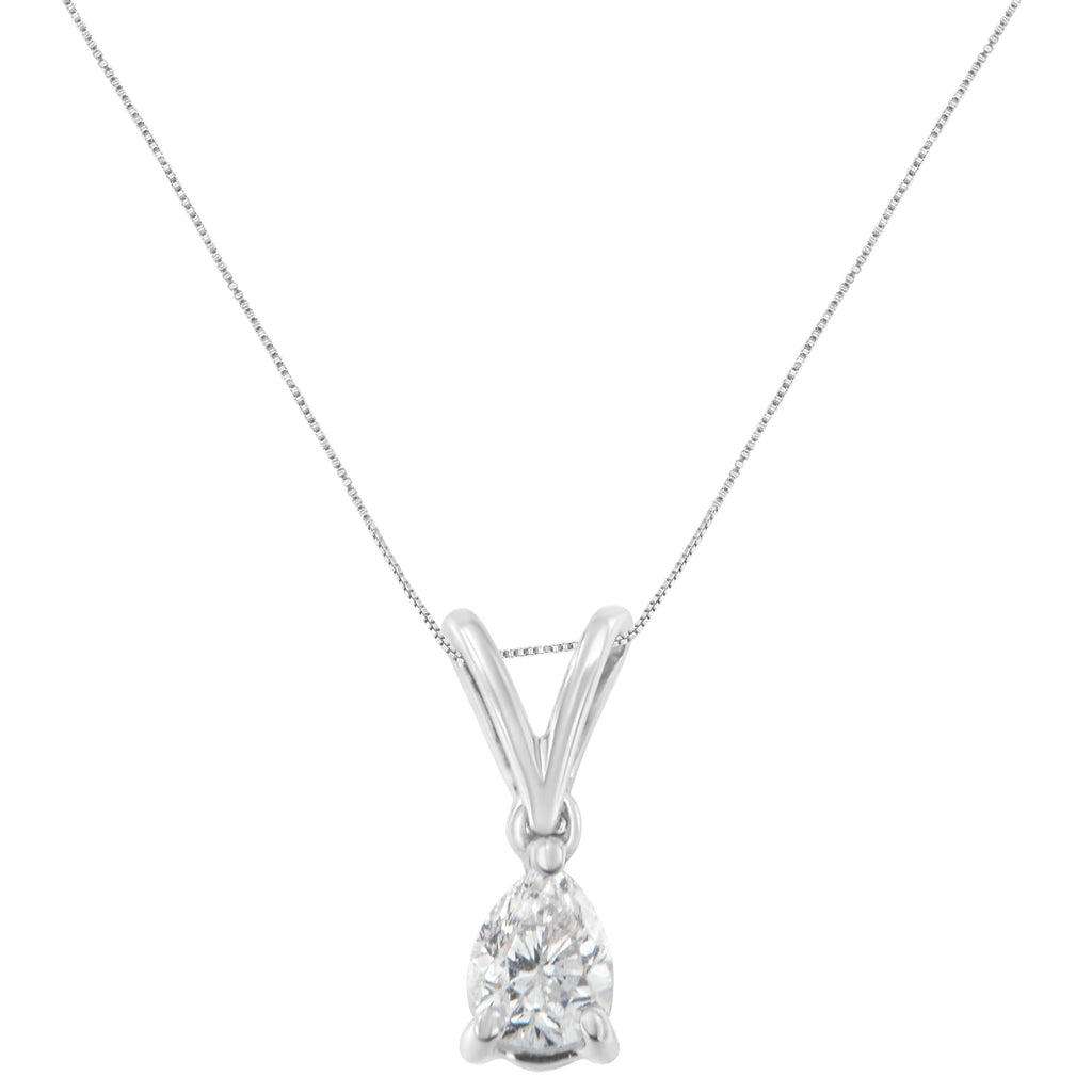 10K White Gold 1/5 cttw Diamond Pear Pendant Necklace (H-I, SI1-SI2)-1