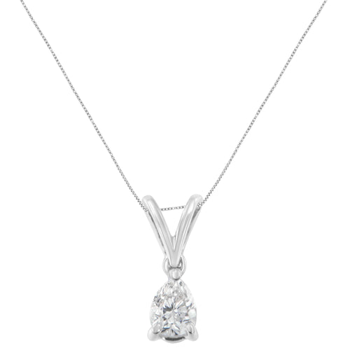 10K White Gold 1/5 cttw Diamond Pear Pendant Necklace (H-I, SI1-SI2)-1