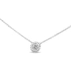 10K White Gold 1/4 Cttw Bezel-Set Round Diamond Solitaire Floral Pendant 18" Necklace (I-J Color, SI2-I1 Clarity)-1