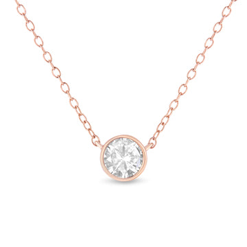 .925 Sterling Silver 1/2 Cttw Diamond Bezel 18" Pendant Necklace (I-J Color, I2-I3 Clarity)-3