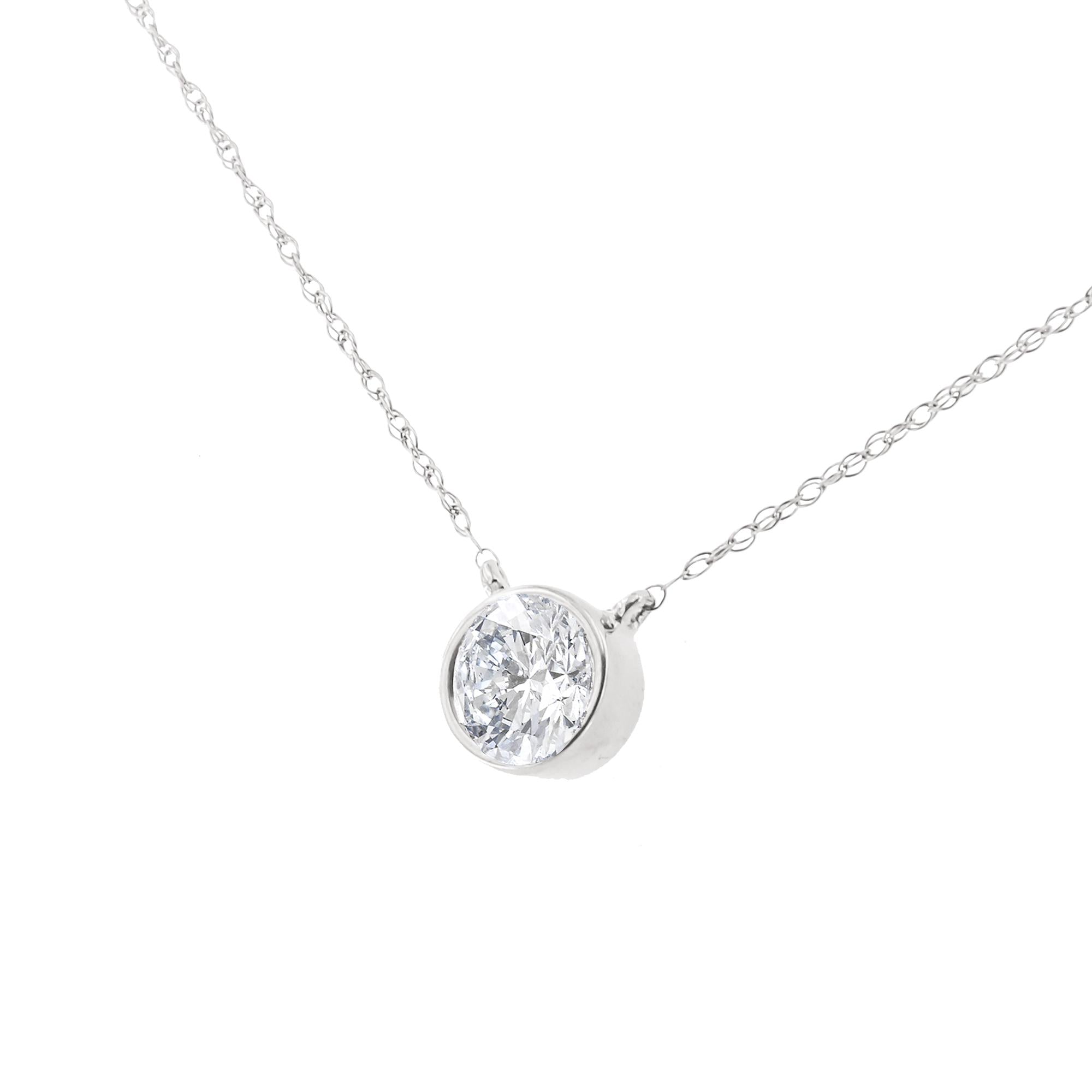 .925 Sterling Silver 1/2 Cttw Diamond Bezel 18" Pendant Necklace (I-J Color, I2-I3 Clarity)-4