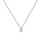 14K White Gold 1/3 Cttw Emerald Shape Solitaire Diamond 18" Pendant Necklace (G-H Color, VS2-SI1 Clarity)-1