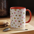 Pink & Gold Heart Accent Coffee Mug — Romantic Valentine’s Tea & Coffee Cup