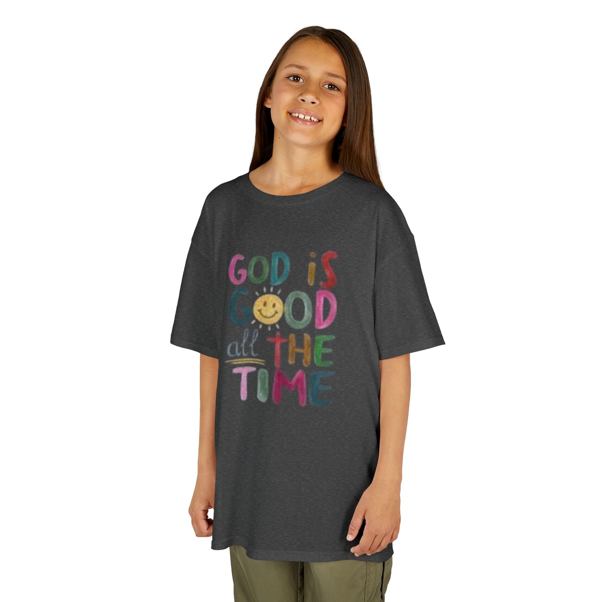 Kids Tee — "God Is Good All The Time" Colorful Faith Graphic