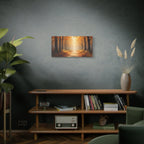 Autumn Forest Path Matte Canvas Wall Art — Golden Sunlit Woodland Scene