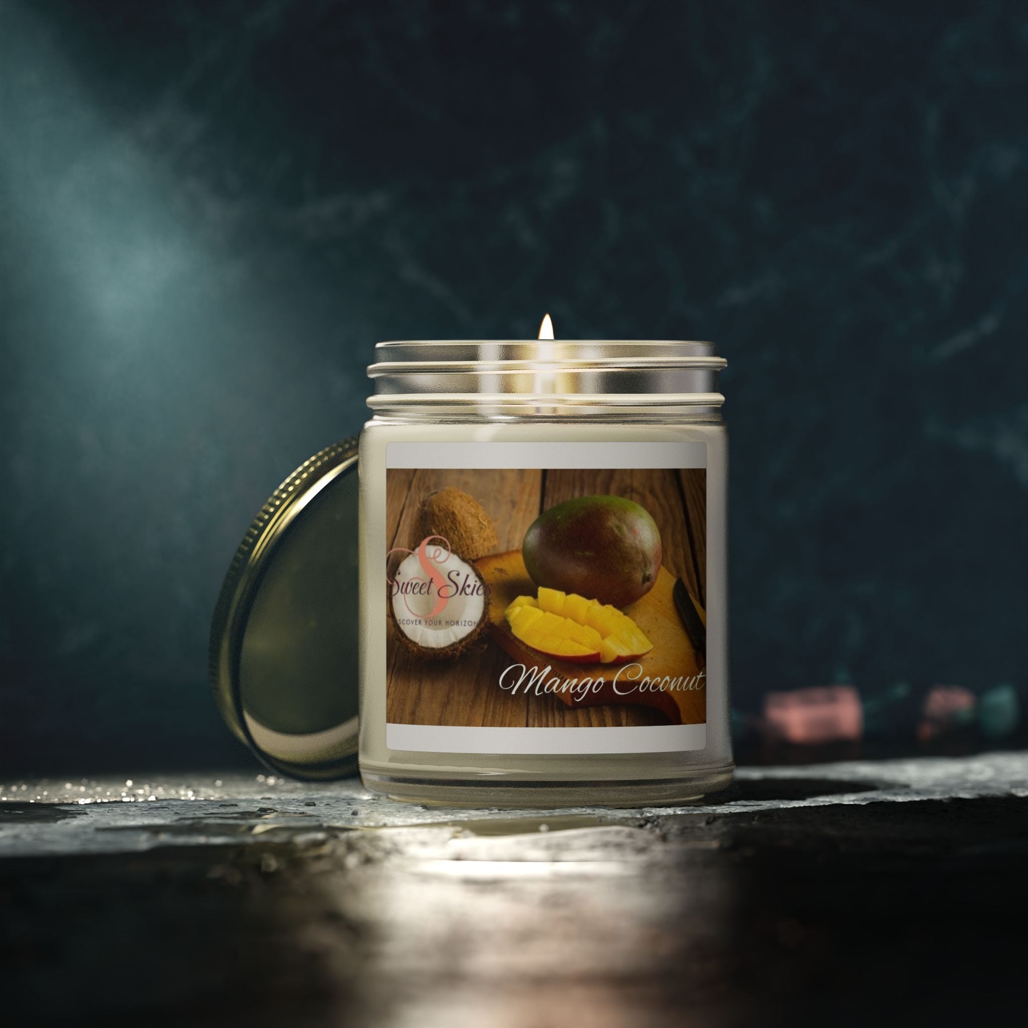 Mango Coconut Scented Candle — Coconut Apricot Wax (9oz)