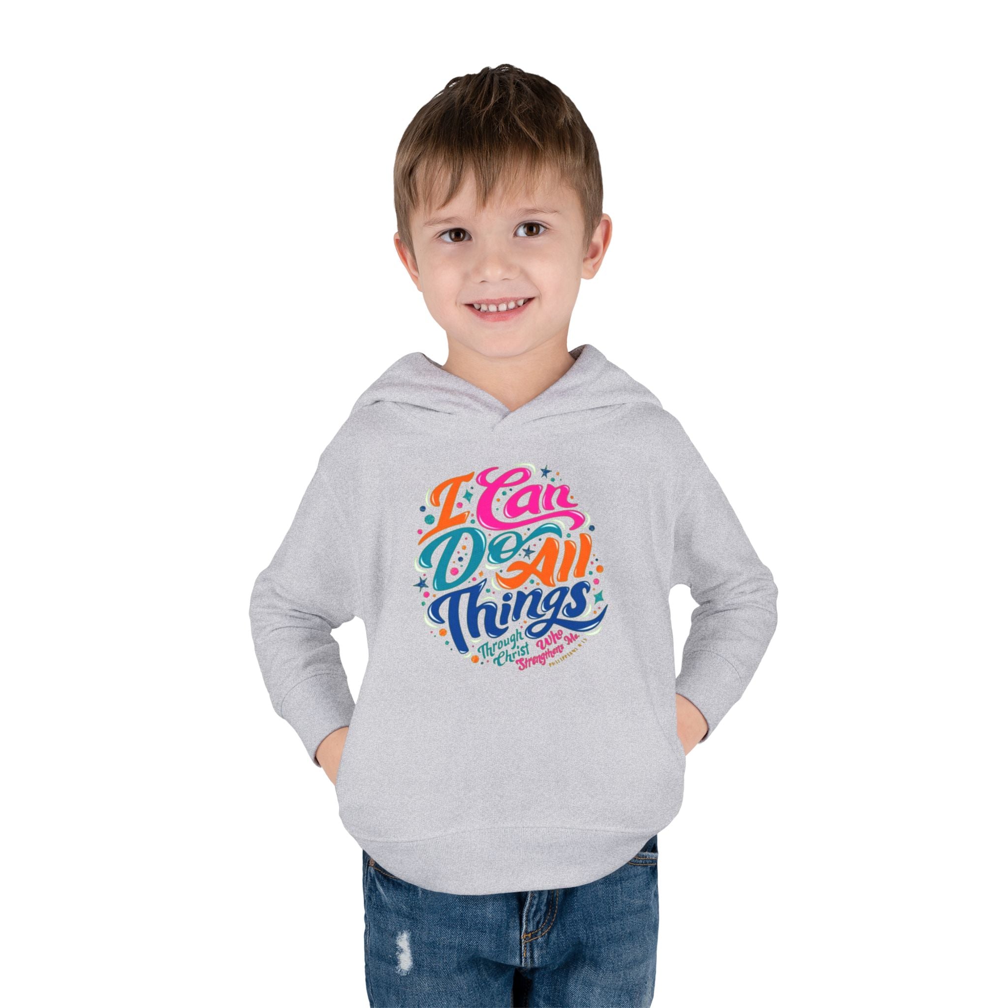Toddler Pullover Fleece Hoodie- "I Can Do All Things"