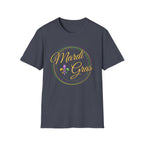 Mardi Gras T-Shirt — Purple Green Gold Beaded Fleur-de-Lis Celebration Tee