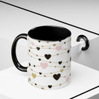 Heart Garland Accent Coffee Mug — Pink & Gold Valentine Ceramic