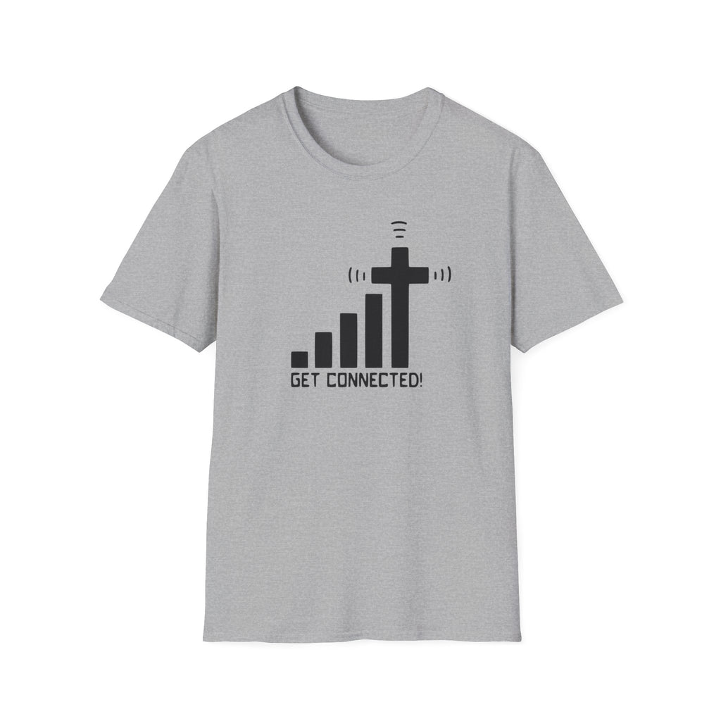 T-Shirt — "Get Connected" Signal Bars Cross Graphic