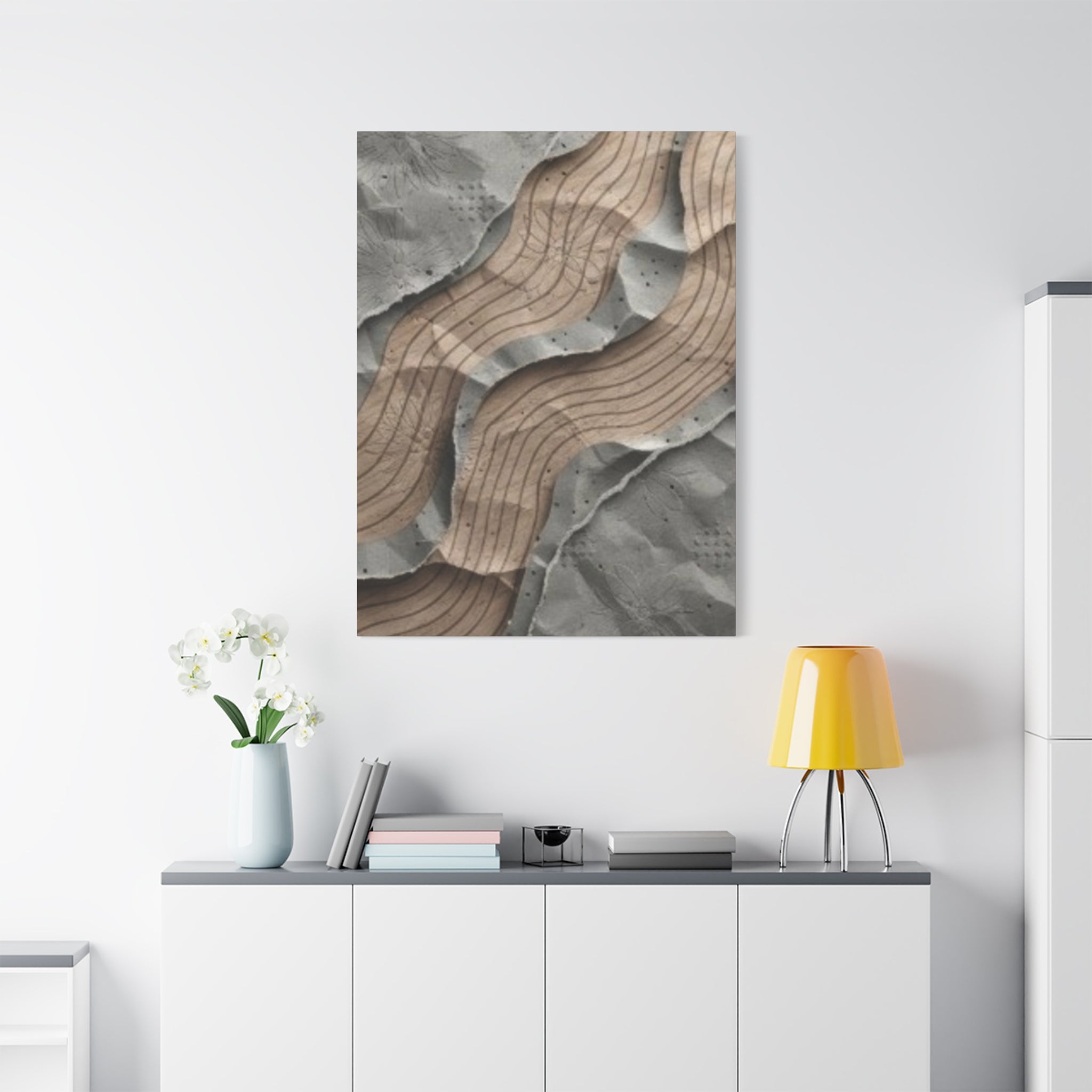Abstract Textured Waves Matte Canvas Wall Art, Stretched 1.25"
