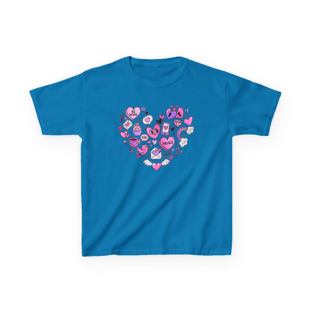 Kids Heart Doodle Tee — Cute Pink Valentine Heart Graphic Shirt