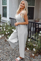 Sleeveless Striped Wide Leg Jumpsuit