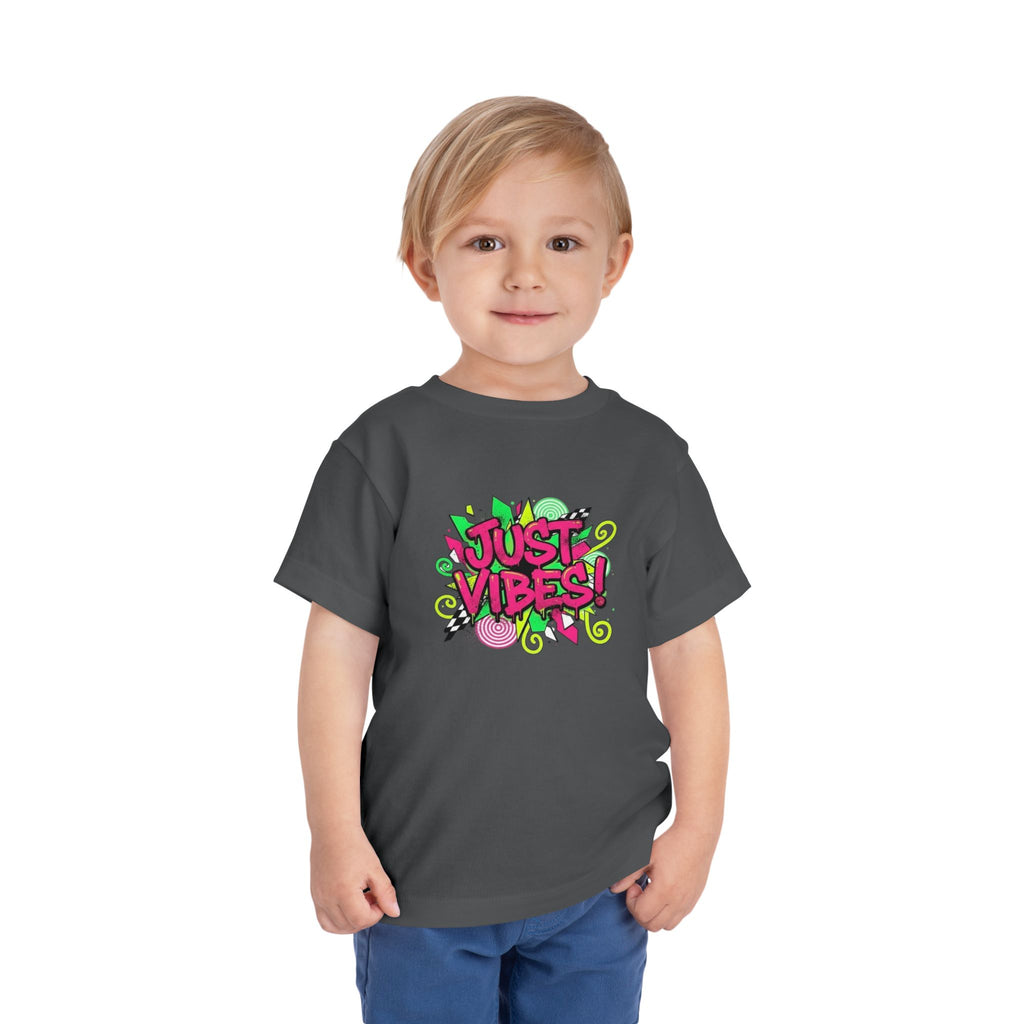 Toddler Tee - "Just Vibes!" Colorful Retro Graphic Kids T‑Shirt