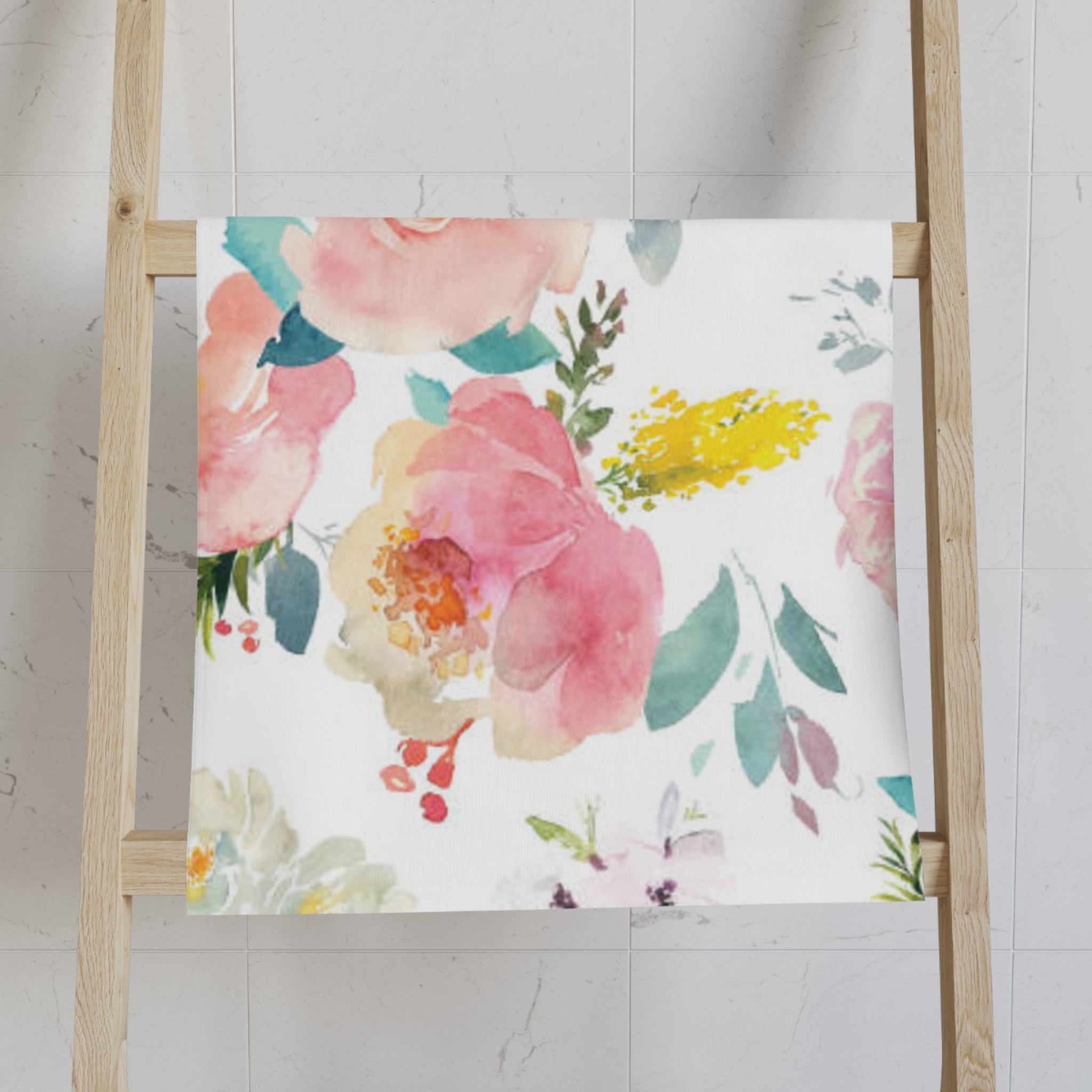 Floral Watercolor Hand Towel — Pink Peony Kitchen & Bath Accent