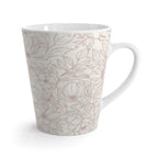 Floral Latte Mug — Soft Pink Hand-Drawn Flower Pattern Coffee Cup