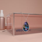 Galaxy Teardrop Necklace — Oval Space Nebula Pendant