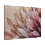 Feathered Pampas Wall Art Canvas — Blush Pink Botanical Decor, Matte Stretched 1.25"