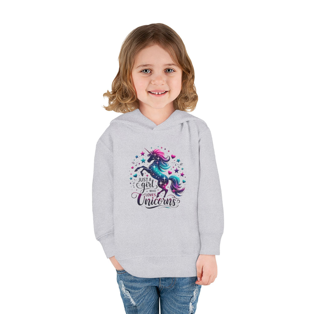 Toddler Hoodie — "Just a Girl Who Loves Unicorns" Cute Unicorn Pullover for Kids