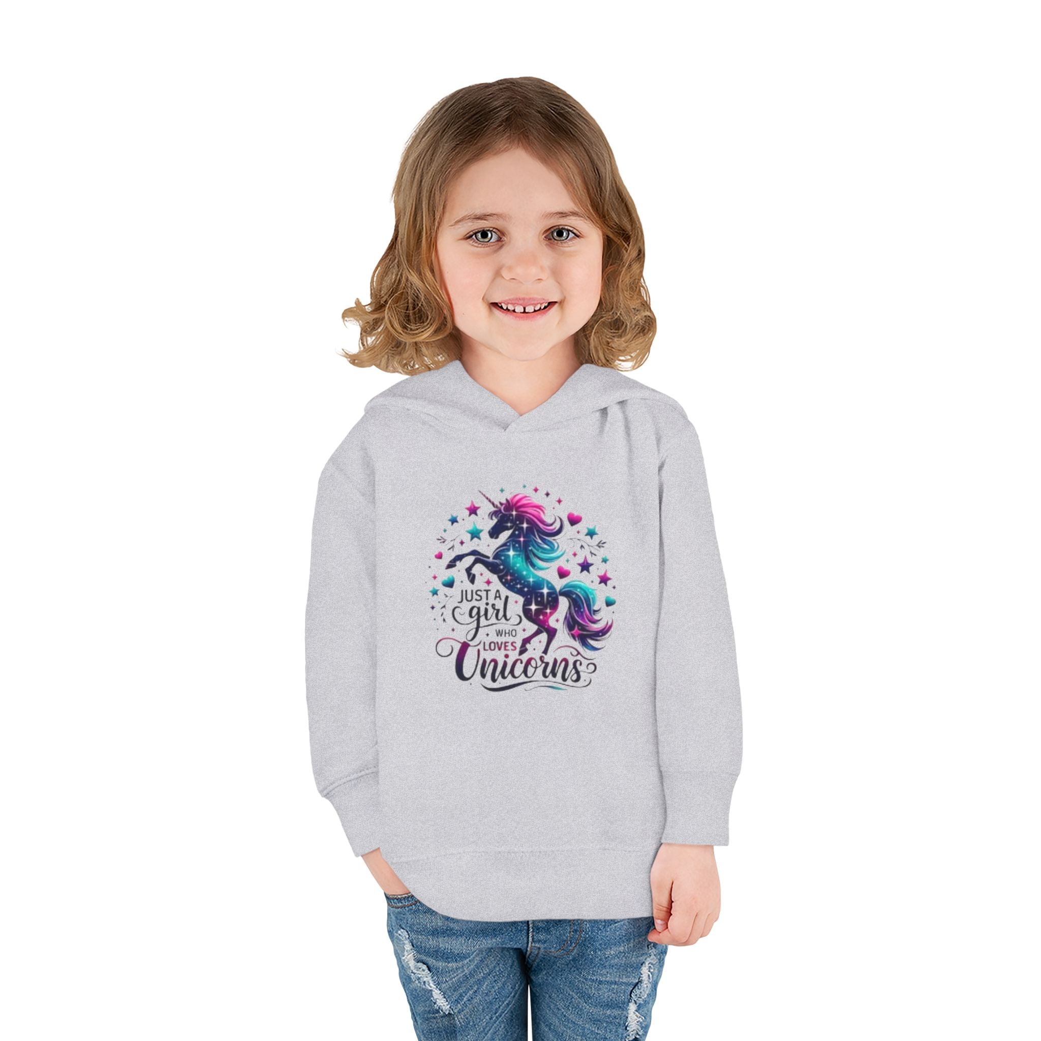 Toddler Hoodie — "Just a Girl Who Loves Unicorns" Cute Unicorn Pullover for Kids