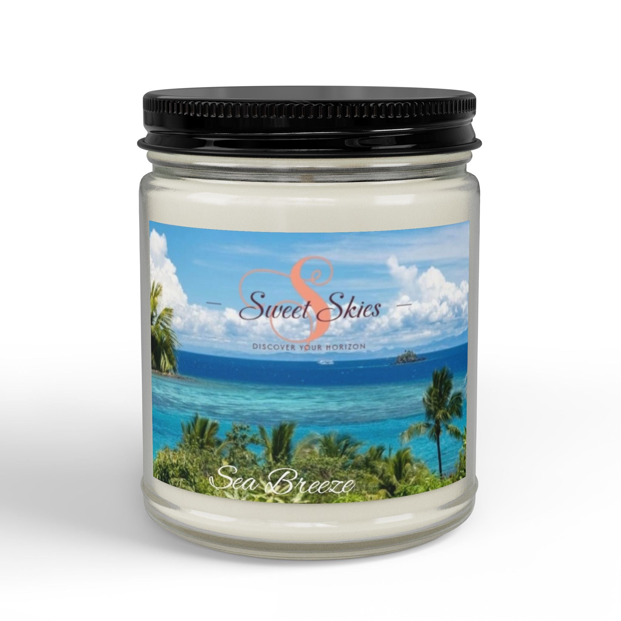 Sea Breeze Soy Candle (9 oz) — Scented Jar Candle with Black Lid