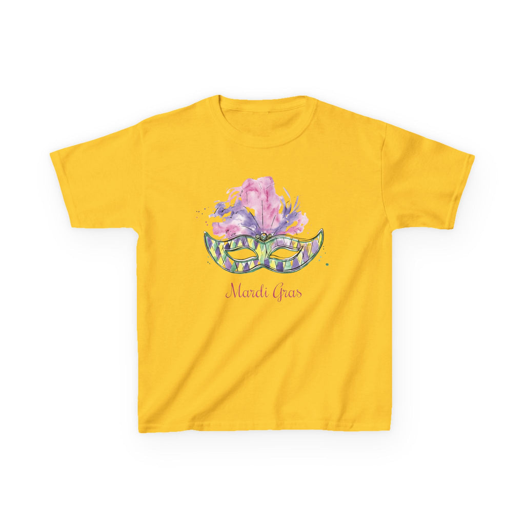 Kids T-Shirt — Watercolor Mardi Gras Mask Design