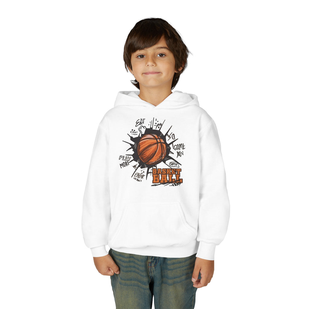 Youth Basketball Hoodie – "Basket Ball" Graphic Pullover for Kids