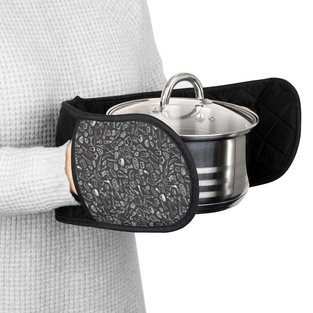 Quilted Heat-Resistant Oven Mitt - Black Double Pot Holder