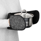 Quilted Heat-Resistant Oven Mitt - Black Double Pot Holder