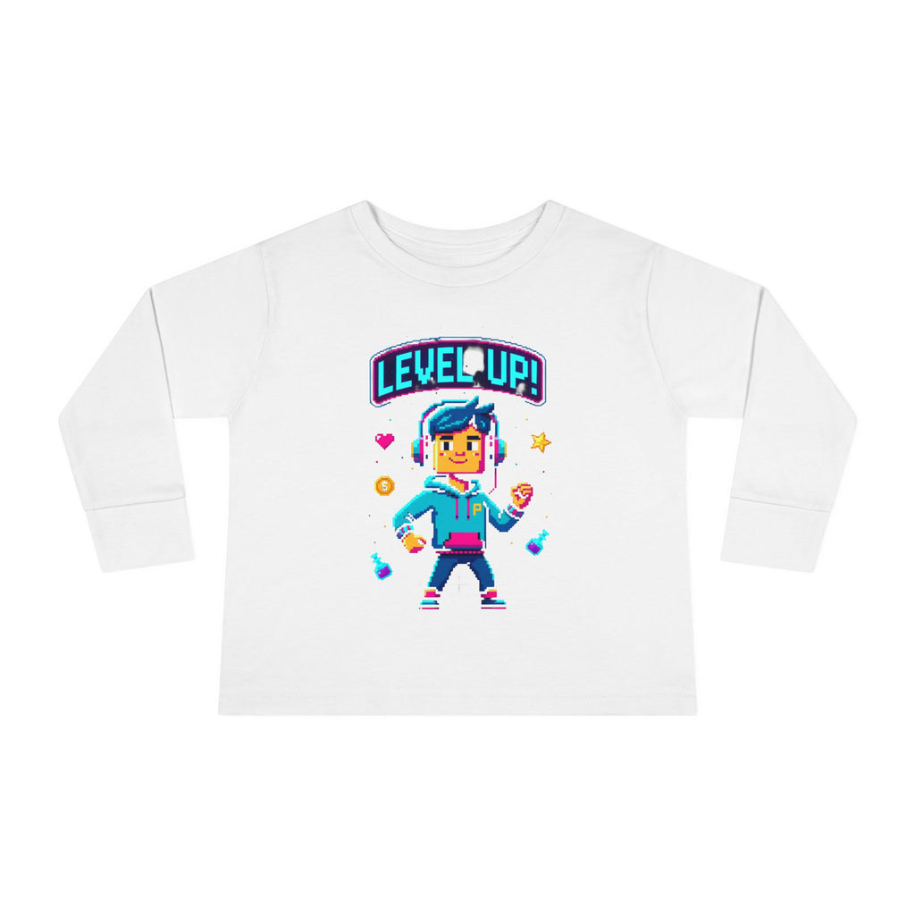 Level Up! Toddler Long Sleeve Tee — Cute Gamer Birthday Shirt