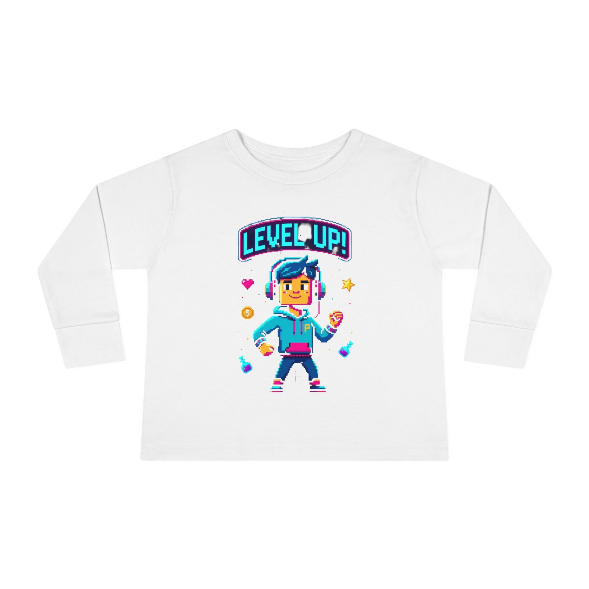 Level Up! Toddler Long Sleeve Tee — Cute Gamer Birthday Shirt