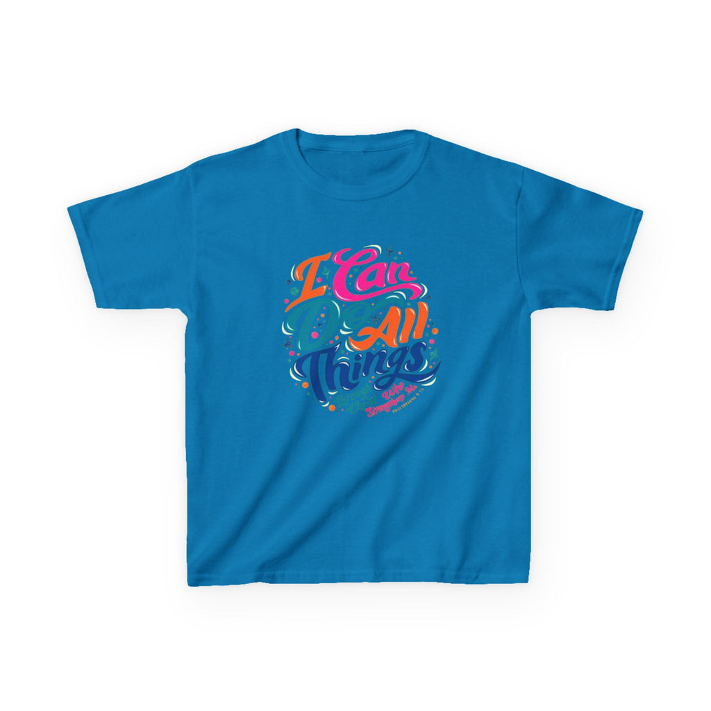Kids T‑Shirt — "I Can Do All Things" Inspirational Rainbow Tee