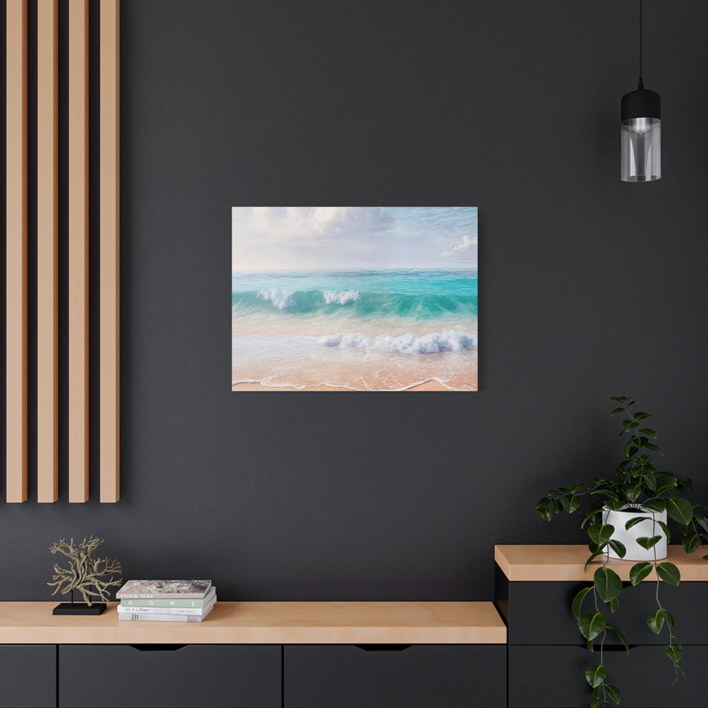 Seaside Waves Matte Canvas Print — Tranquil Beach Wall Art, Stretched 1.25"
