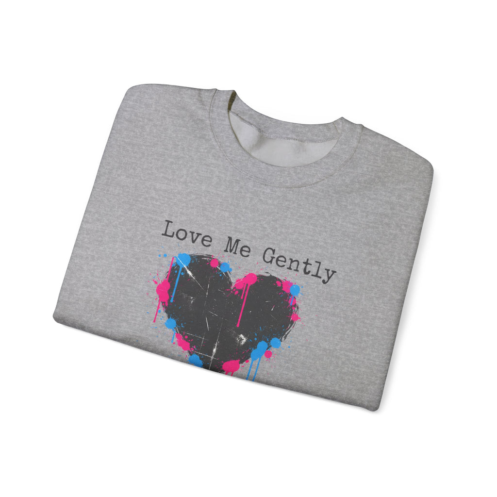 Love Me Gently Grunge Heart Sweatshirt | punk heart design, distressed love