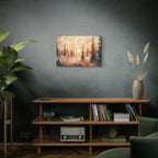 Canvas Wall Art - Misty Pine Forest Sunrise Matte Stretched Canvas