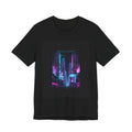 Neon Cyberpunk Skyline Tee | synthwave cityscape, futuristic neon aesthetic