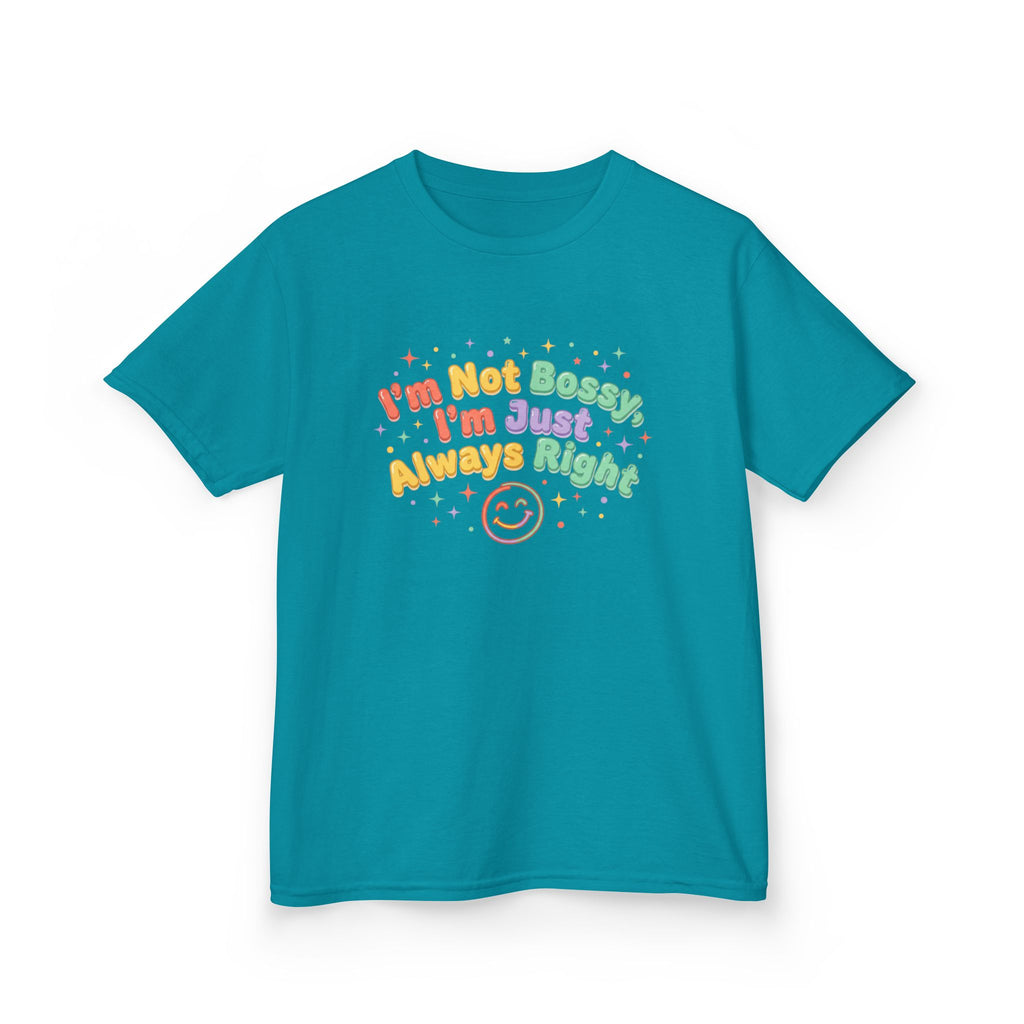 Kids Tee - "I'm Not Bossy I'm Just Always Right" Colorful Smile Graphic