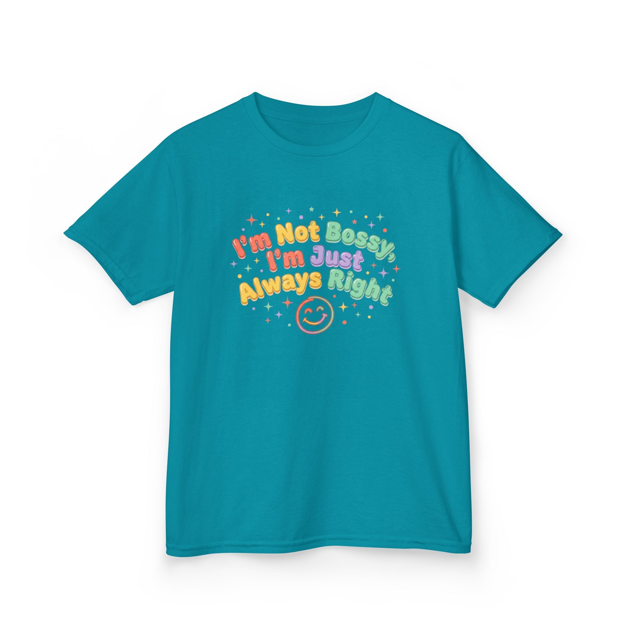 Kids Tee - "I'm Not Bossy I'm Just Always Right" Colorful Smile Graphic
