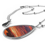 Sunset Oval Photo Necklace — Personalized Teardrop Pendant